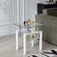 Table d'appoint en verre trempé à 2 couches avec rangement, conception carrée, surface lisse pour faciliter l'élimination de la saleté, 2 pièces pour l'entretien du bureau et de la maison, espace de vie