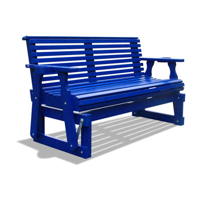 2-Seater Solid Wood Patio Glider Chair, Dark Blue