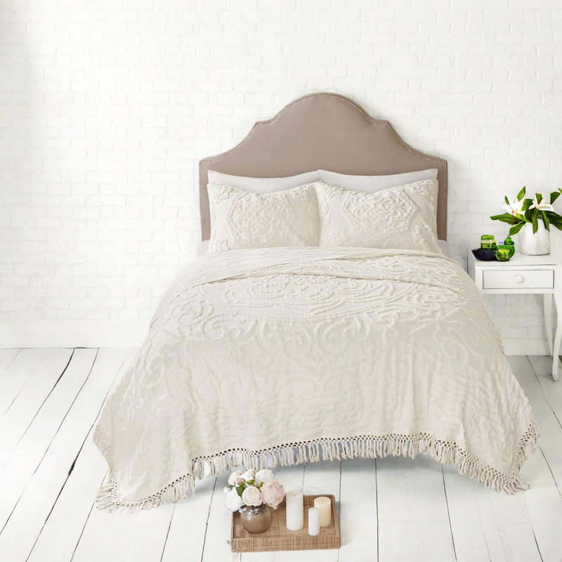 Premium Cotton Bedding Sets, Tufted Chenille, Boho Chic Design, All-season Use