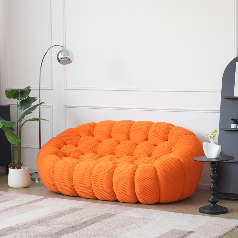 Cenie Boneless Upholstered Sofa, No Assembly Required, Orange, 30.71" H x 78.74" W x 42.52" D
