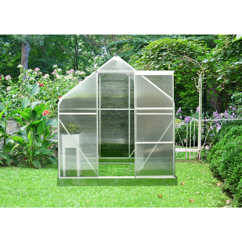 4-Ft x 6-Ft Clear Polycarbonate Walk-In Greenhouse with Aluminum Frame
