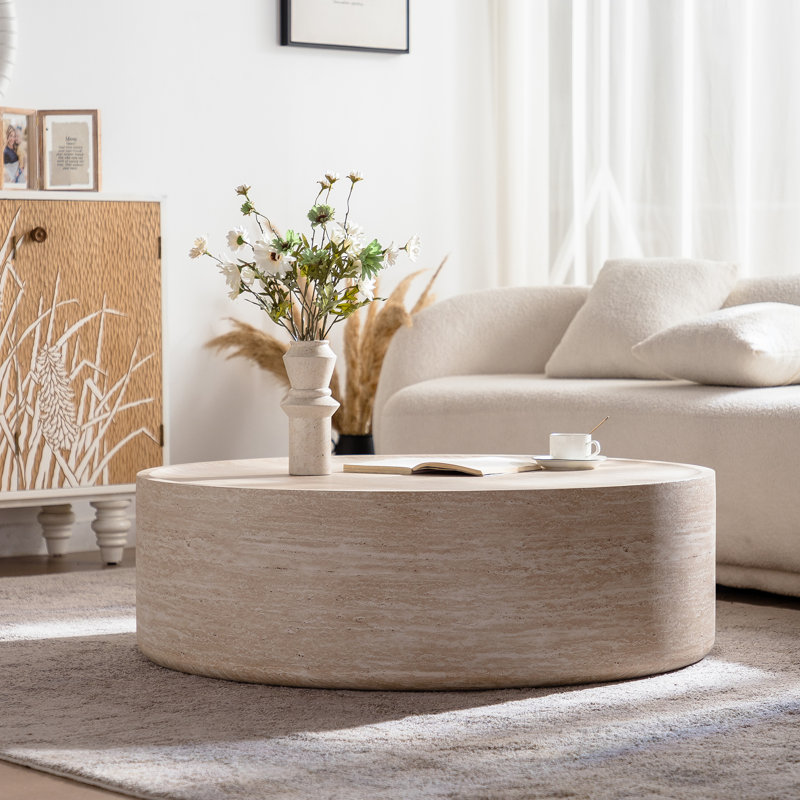 Table basse 39,37 "ronde avec motif Mars, H 12 po x L 39,37 po x l 39,37 po