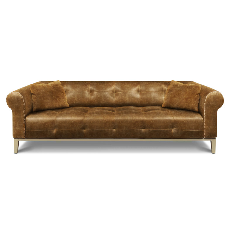 Sloanestreet Leather Sofa, Natural (Soft Touch), Stainless Steel