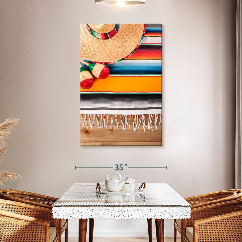 Abarca Sombrero Serape et Maracas, H 30 po x l 20 po