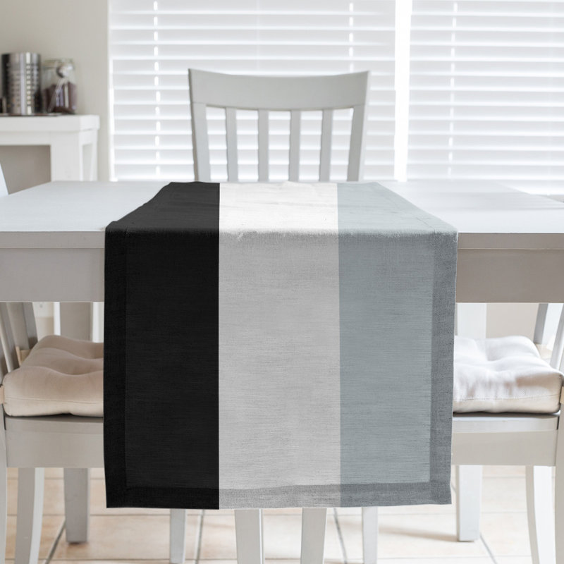 San Antonio Basketball Table Runner, 72" L x 16" W, Black/White/Silver, Poly Twill