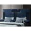 Grand lit contemporain bleu marine de 70,25 po Large, installation en bois d'hévéa, système intégré