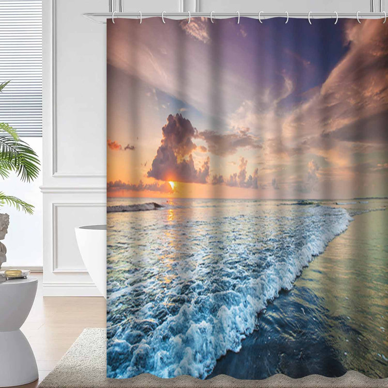 Coucher de soleil sur la mer, six plages, paysage, magnifique nuage bleu, côte, nature, avec 12 crochets, L 72 po x l 84 po