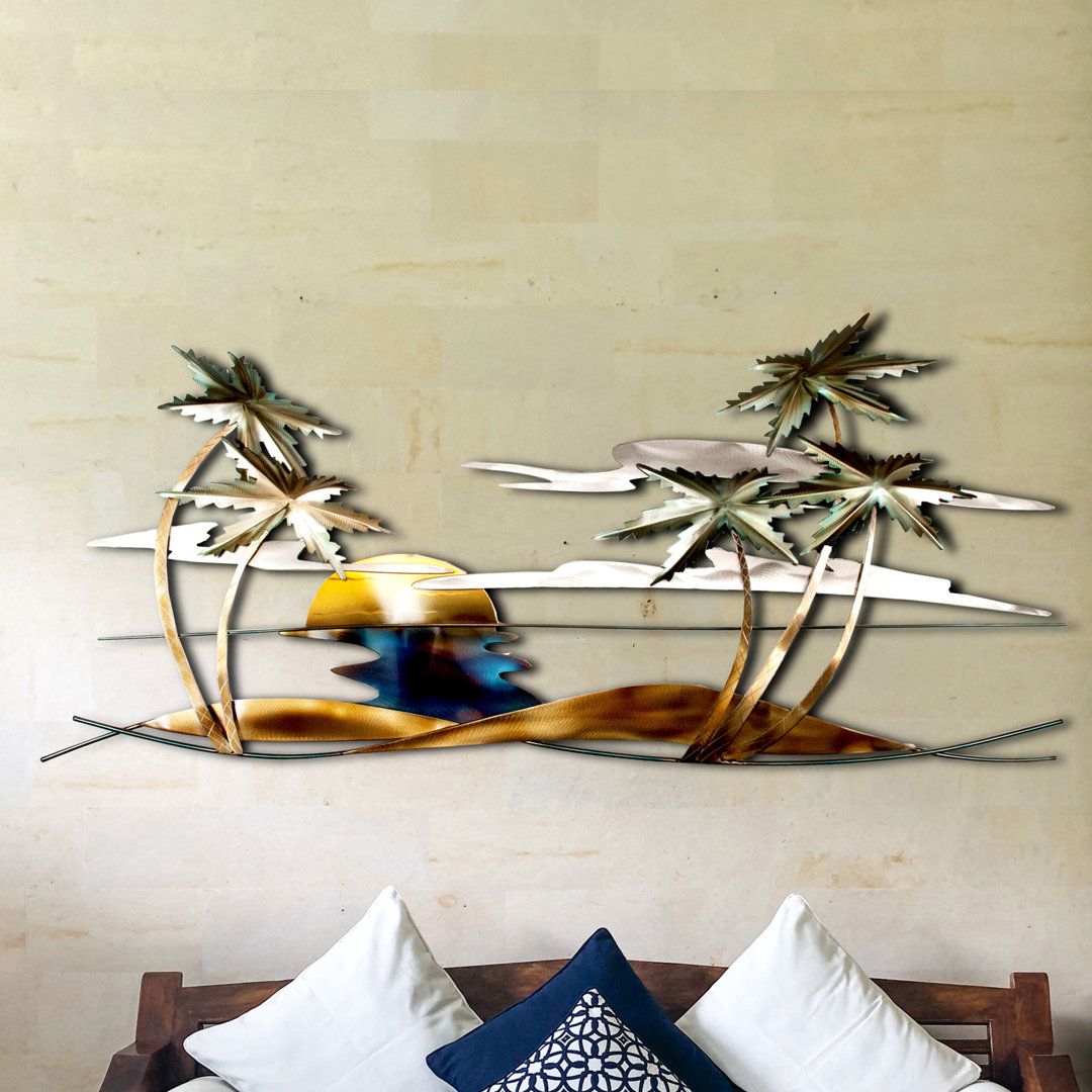 Handmade Coastal Landscape & Nature Wall Decor on Metal Bayou Breeze