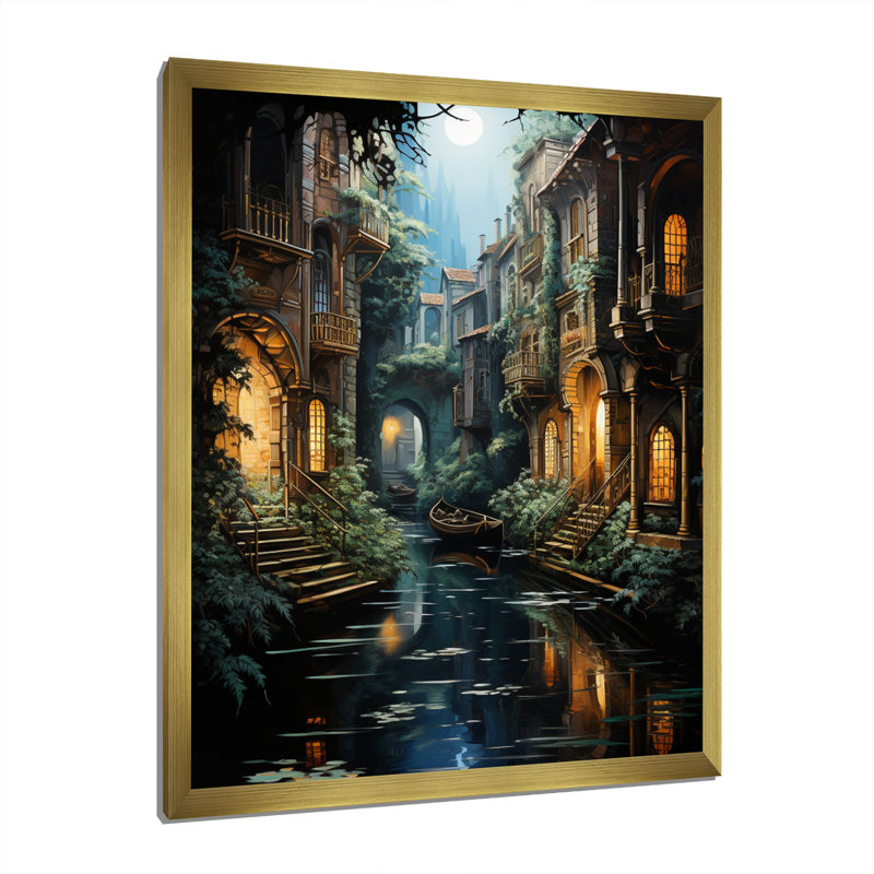 Impression sur toile «Beige Canal», Encadrement doré, H 32 po x l 24 po x P 1 po
