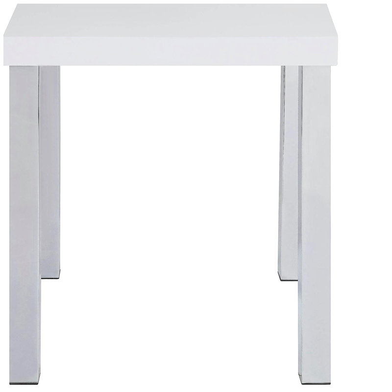 White High Gloss and Chrome End Table