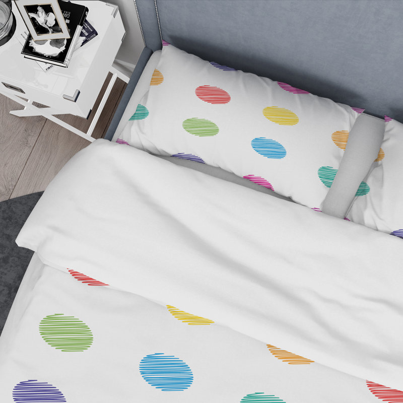 Multicolor Circle Dots - Ensemble de housse de couette abstrait - Microfibre de polyester