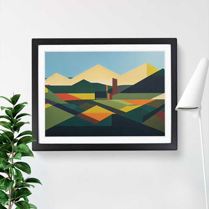 Tranquil Abstract Mountains - Single Picture Frame Print, 46cm H x 64cm W x 2cm D, Black Framed