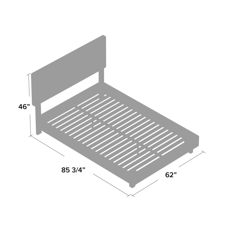 Benard Upholstered Metal Bed, Gray, Queen