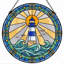 Panneau de vitrail de scène de phare - 7,8 heures-131577808