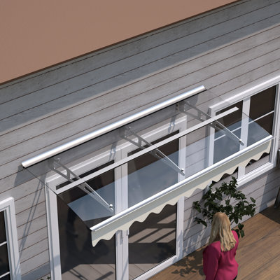 Auvent de fenêtre 79 "X 34" pour maison murale en bois, avec feuille de polycarbonate chauffant et support en alliage d'aluminium