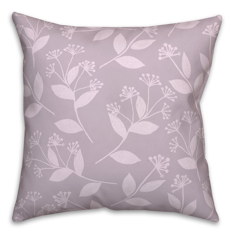  Housse et insert de coussin floral lilas, H 18 po x l 18 po