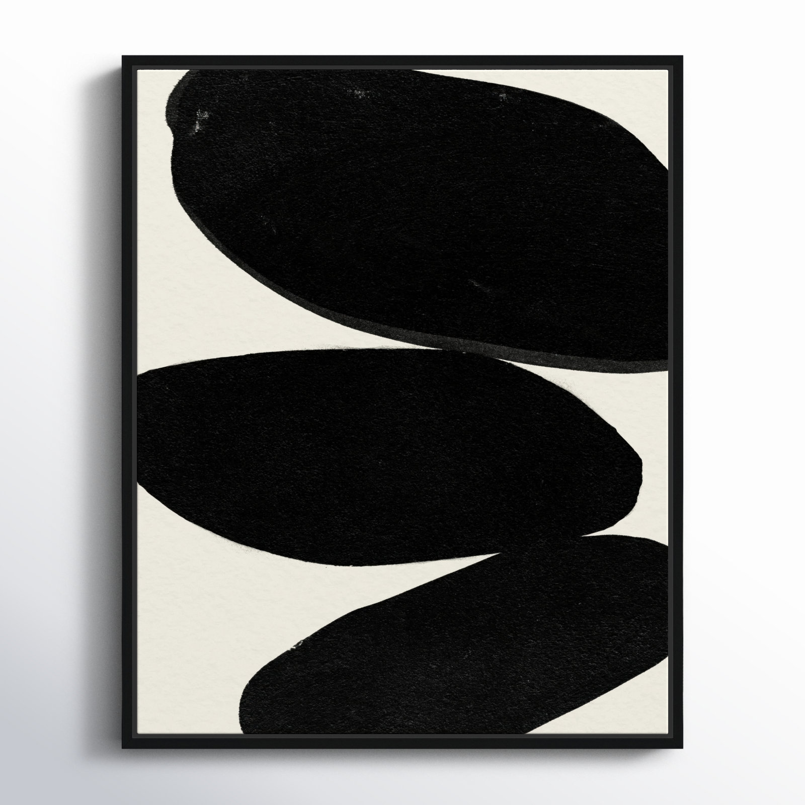 Beige and Black Abstract Modern Print, Black, 21" H x 17" W