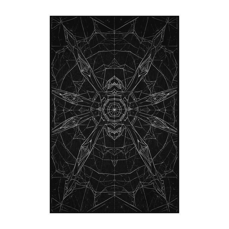 Tapis gris lavable à la machine à motif géométrique Pavle, 6 x 9