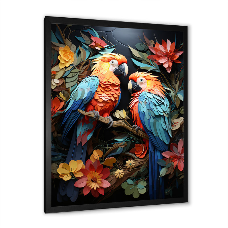 Parrots Celestial Dance Melody I, Cadre simple noir, H 32 po x l 16 po x P 1 po