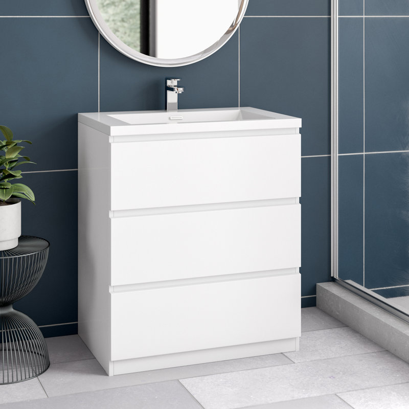 Ensemble de meuble-lavabo simple 29 po Ninel, Blanc très luisant