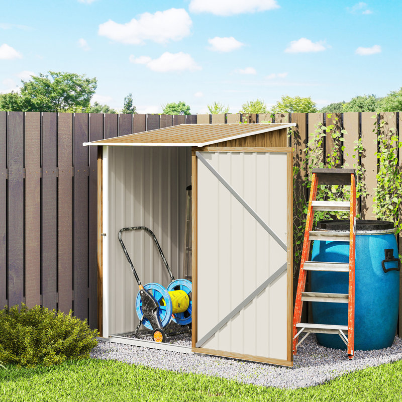 Abri de jardin adossé avec porte, 1 m x 1 m, brun clair