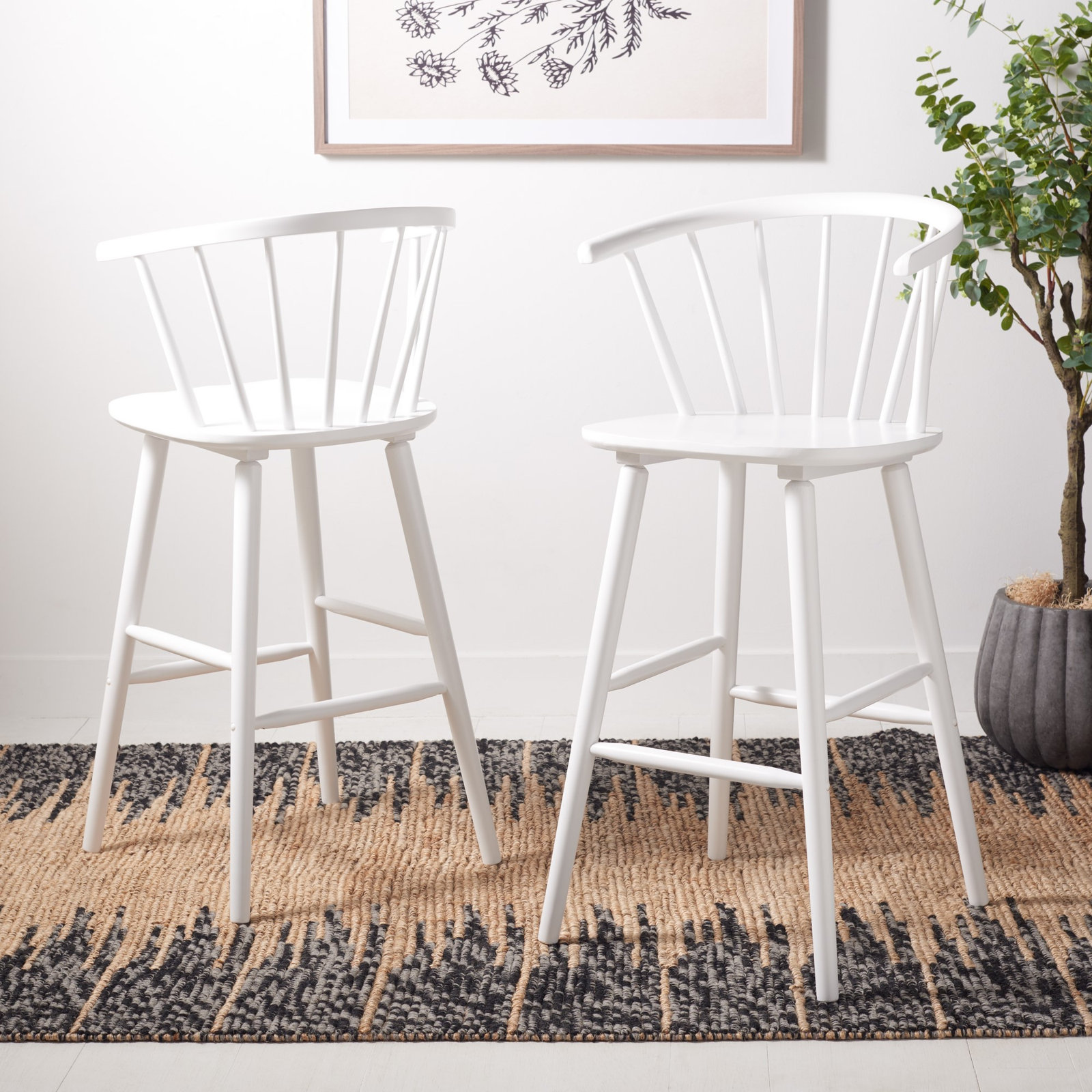 Sheffield Solid Wood Bar & Counter Stool, White, Bar Stool (29" Seat Height)