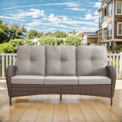 Valierius High-Quality 3-Seat Outdoor Wicker Sofa With Professional Outdoor Cushions - Durable, Comfortable Design For Patios, Gardens, And Porches by Red Barrel Studio