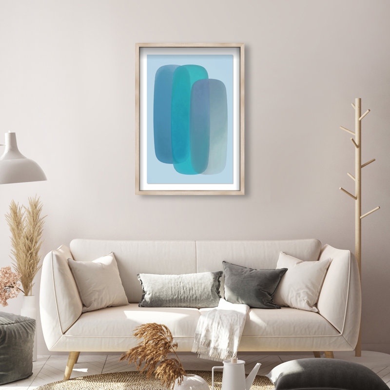 Teal Gradients Print by Oliver Gal, 16.5"H x 11.5"W, Natural Oak Shadowbox