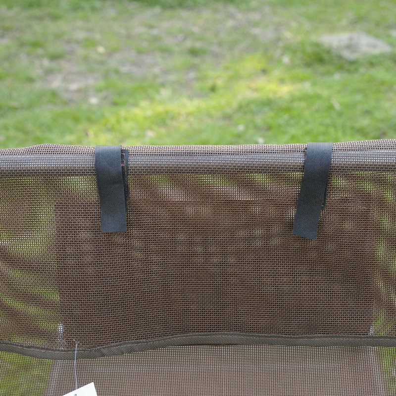 Folding Chaise Lounge Chair with 5-Position Reclining Back and Breathable Mesh Seat, Brown