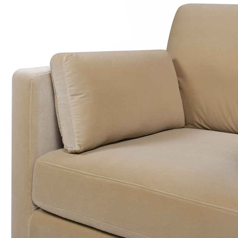 Chaise avec accoudoirs de ferme moderne 36 po, velours performance brun fauve, Brun