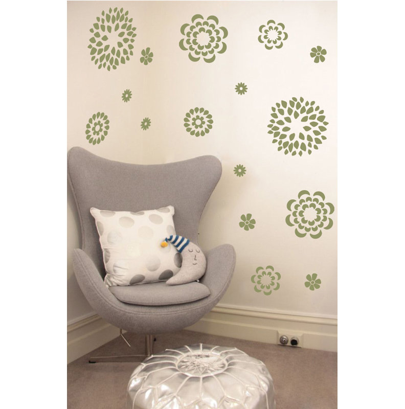 Plants & Flowers Non-Wall Damaging Wall Decal, 38" H x 48" W x 0.01" D, Olive