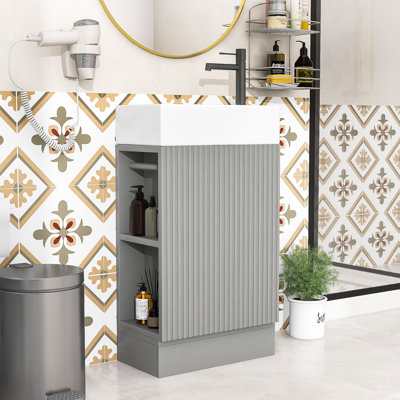 Ensemble de meuble-lavabo simple 18,6 po avec plateau en céramique Raymon