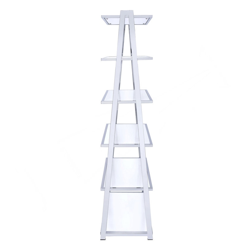 White And Chrome Bookshelf With 6 Shelves