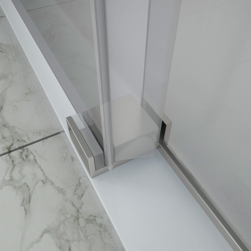 Enceinte de porte de douche l 48 po x H 76 po en nickel brossé - verre trempé, quincaillerie de transformation de salle de bain, base à utilisation durable vendue séparément 48 po x 76 po