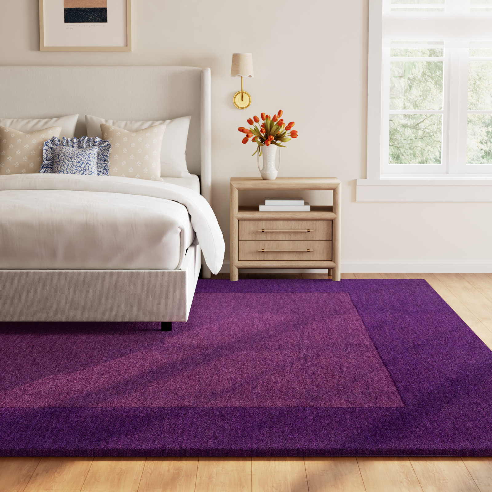 Dolma Dark Plum Hand-Woven Wool Rug, Rectangle 7'6" x 9'6"