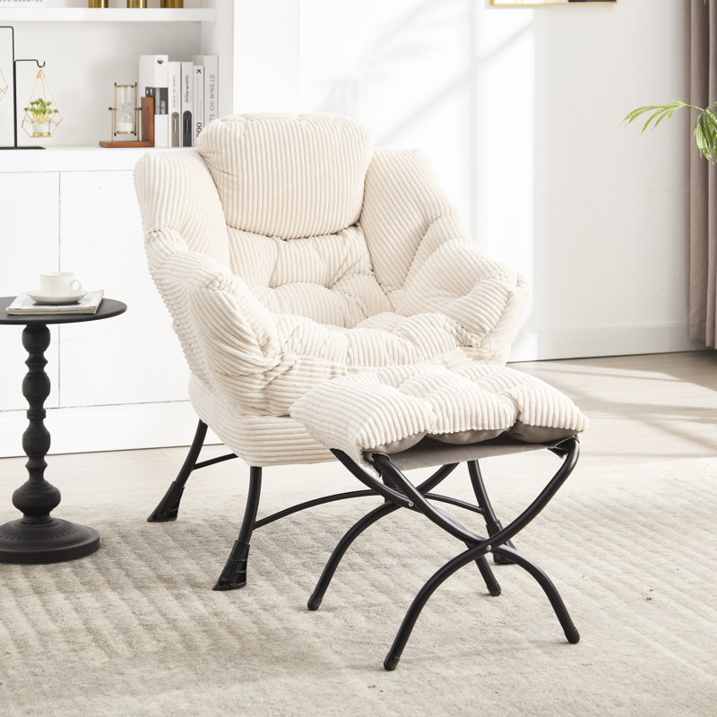 Méridienne douce et moelleuse avec - Accent moderne pour fauteuil de chambre à coucher, Blanc
