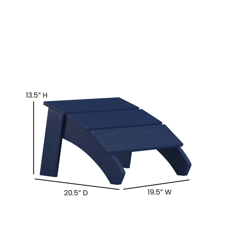 Balasi Indoor/Outdoor Modern 2-Slat Adirondack Style Chair and Footrest, Navy