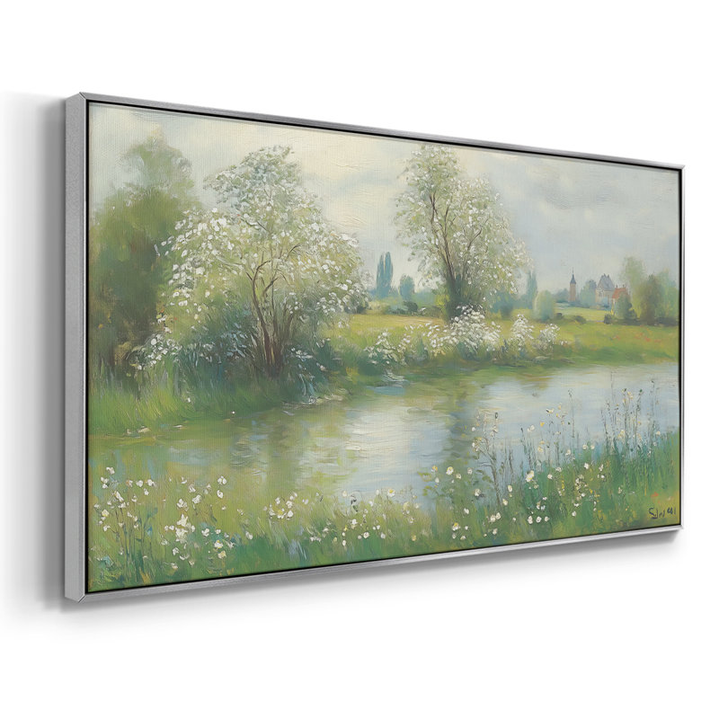 Botanical Series-CCI- Toile tendue avec châssis tendue - Prêt à accrocher, H 17 po x l 33 po, Argent argent