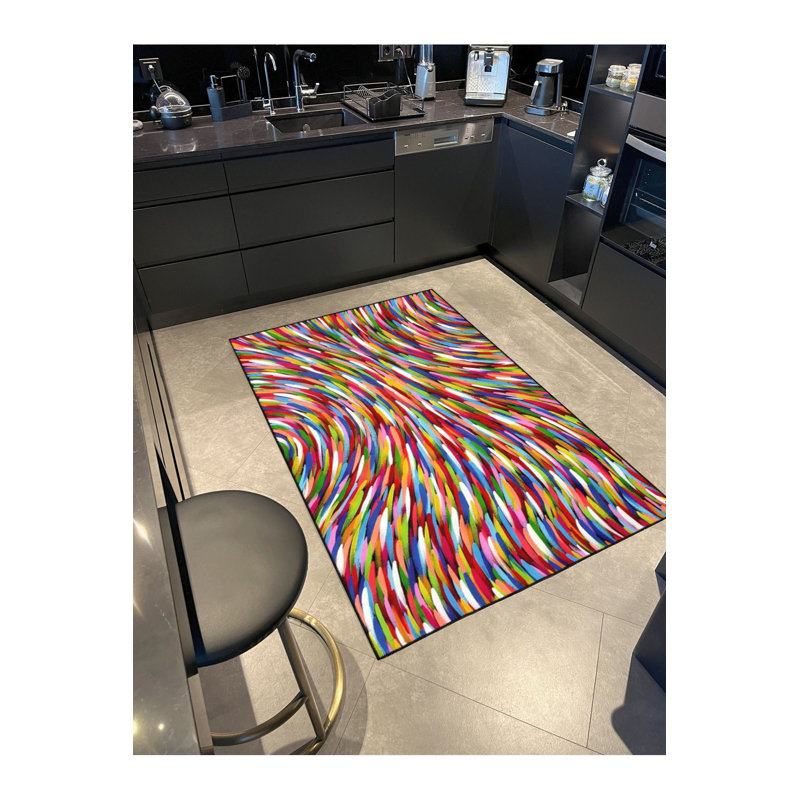 Multicolor Patterned Woven Base Decorative Washable Rug, Rectangle 2'6" x 4'11" Rug Pad Included