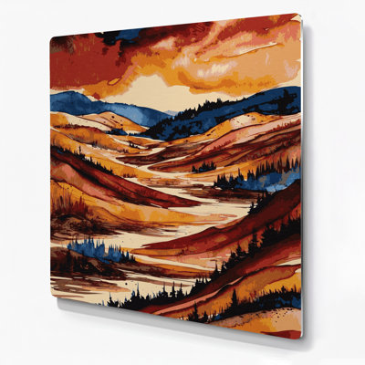Watercolor Landscape 76 Brown Metal Wall Art