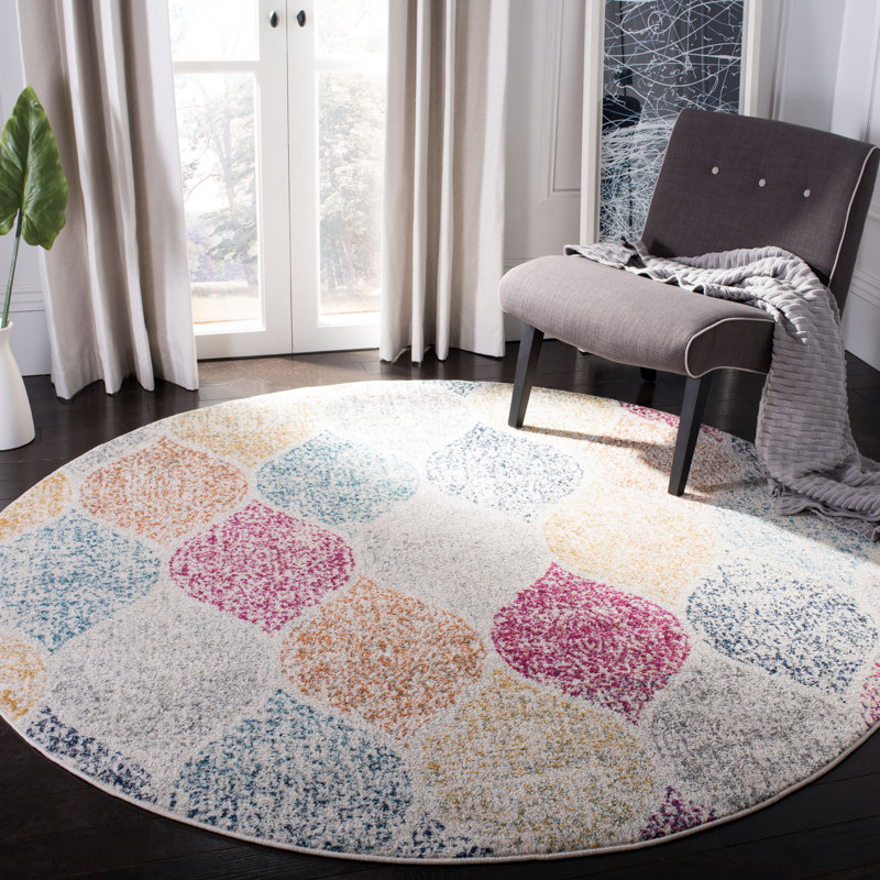 Tapis à motif géométrique Desiree Performance, Rond 6 pi 7 po