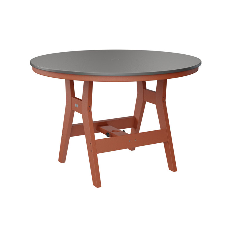 Table de bar ronde 48 po Berlin Gardens Harbor, Acier inoxydable martelé, Orange mangue, H 38,87 po x l 48 po x P 48 po