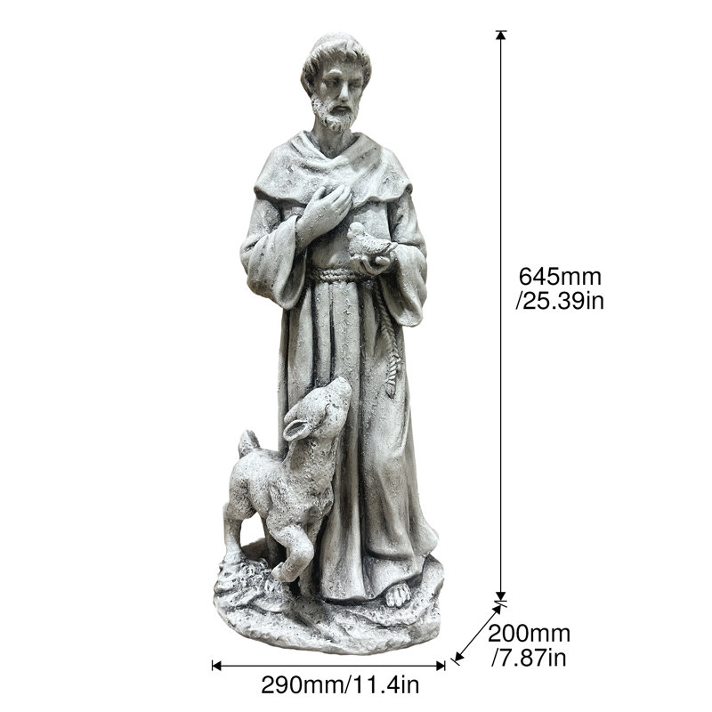Statue de jardin MGO Saint avec agneau, sculpture religieuse pour décoration d'église extérieure