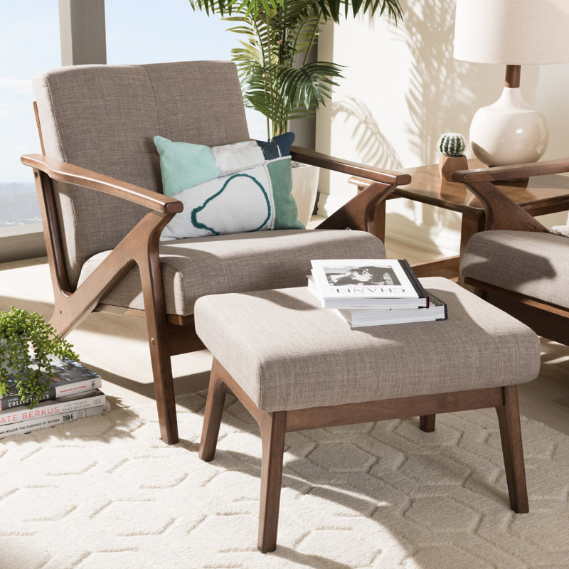Upholstered Accent Chair with Footstool