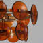 Lustre 4 lumières 18 po avec abat-jour en verre martelé ambre Aaron, finition laiton antique-885352157-876289216