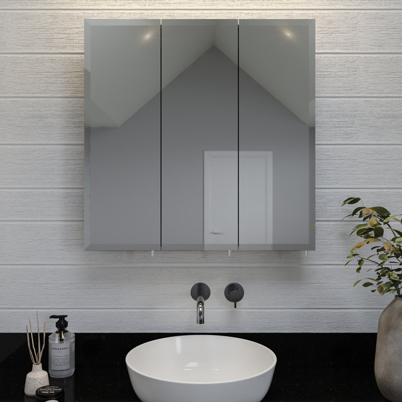 Shamare Surface Mount Frameless 3 Doors Medicine Cabinet with 2 Adjustable Shelves, 30" H x 30" W x 5" D