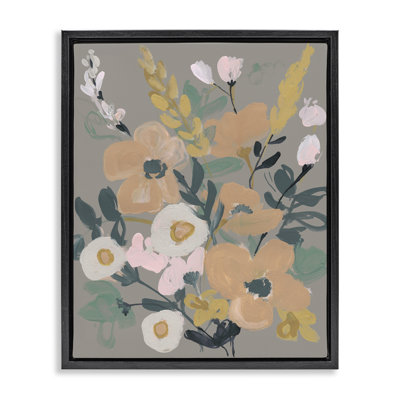 Modern Wildflower Collage Framed Floater Canvas Wall Art by Jennifer Goldberger