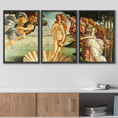 Famous Artwork " The Birth Of Venus By Sandro Botticelli Oil Painting Fine Art Reproduction Scenic " 3 - Pieces