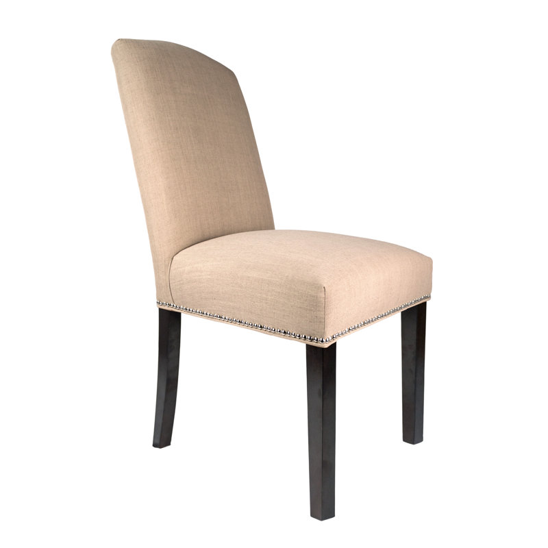 Cyran 20'' H Upholstered Parsons Chair, Pebble, Espresso