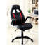 Élégante chaise de travail réglable - noir, accents rouges, siège de bureau contemporain et cuir, contrôle de la hauteur, rembourré, construction, dossier argenté, base en métal